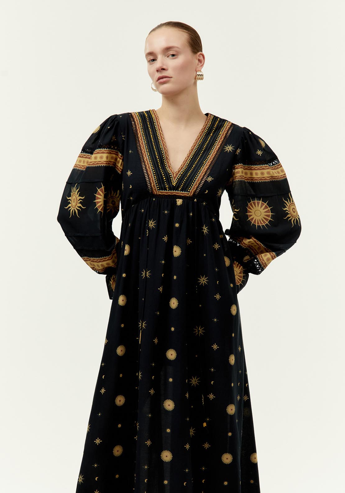 Sfera Long printed dress - Print Green 5 Shaws Department Stores