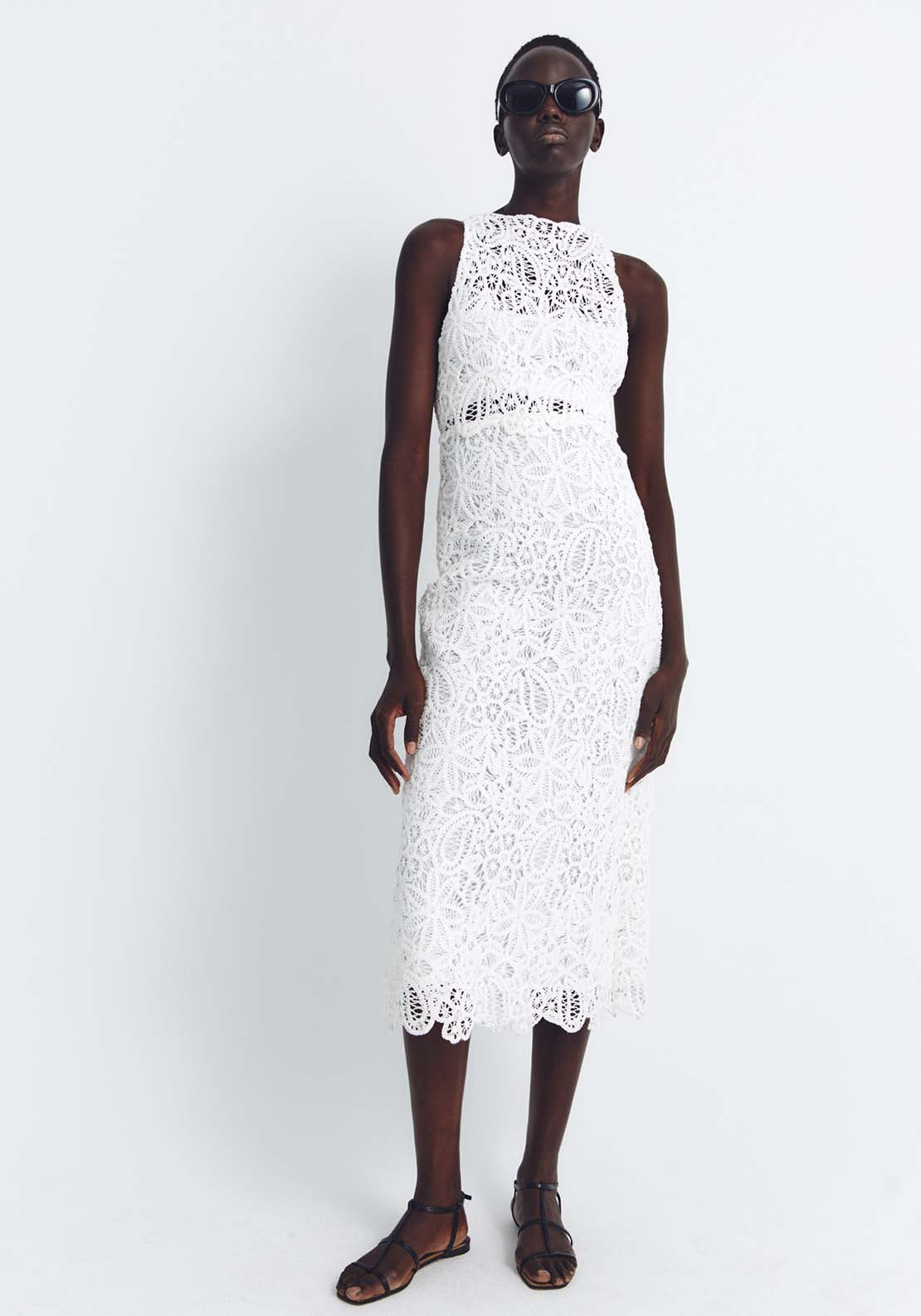 Sfera Guipure Dress - White 6 Shaws Department Stores