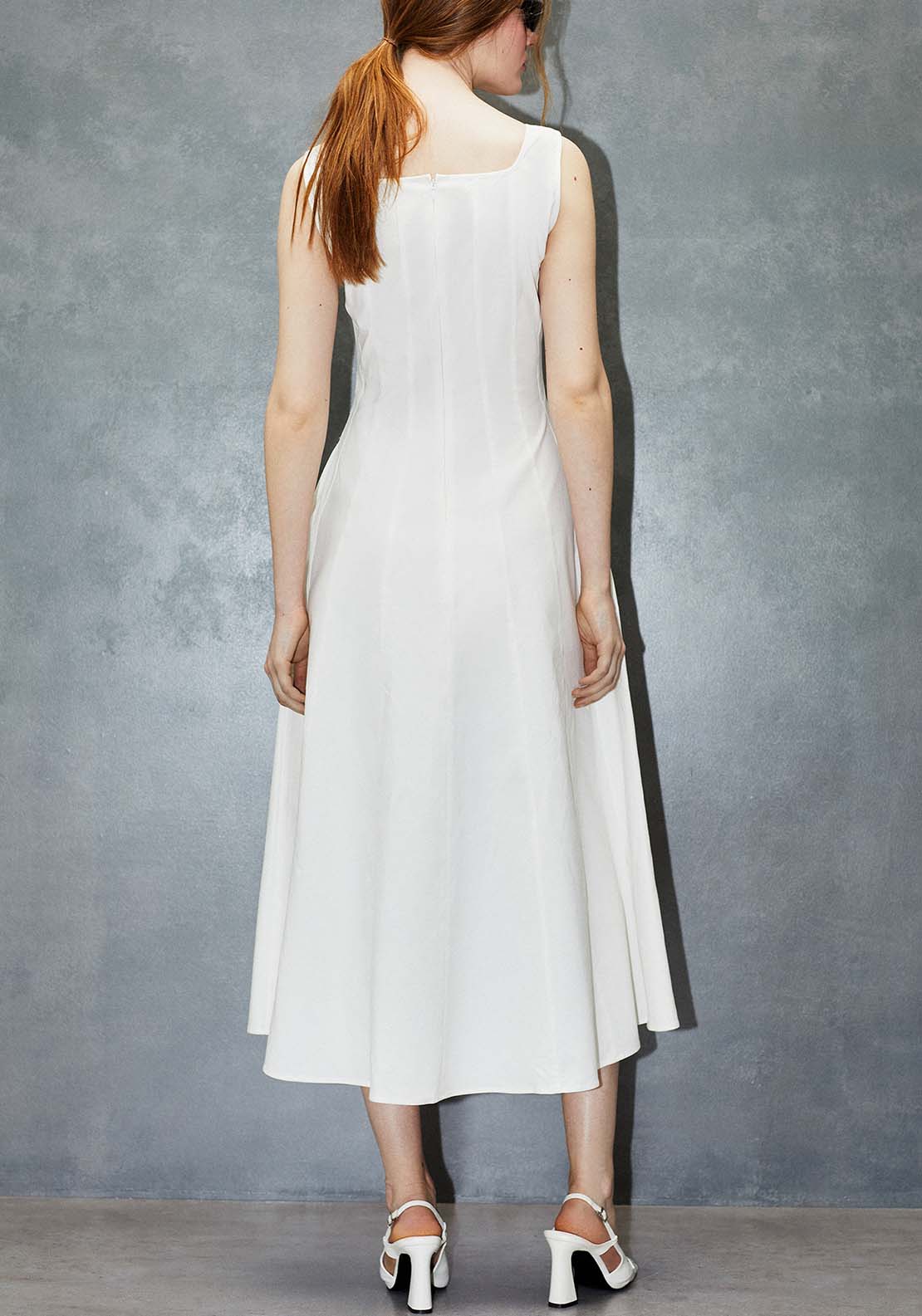 Sfera Square Neck Dress - White 2 Shaws Department Stores
