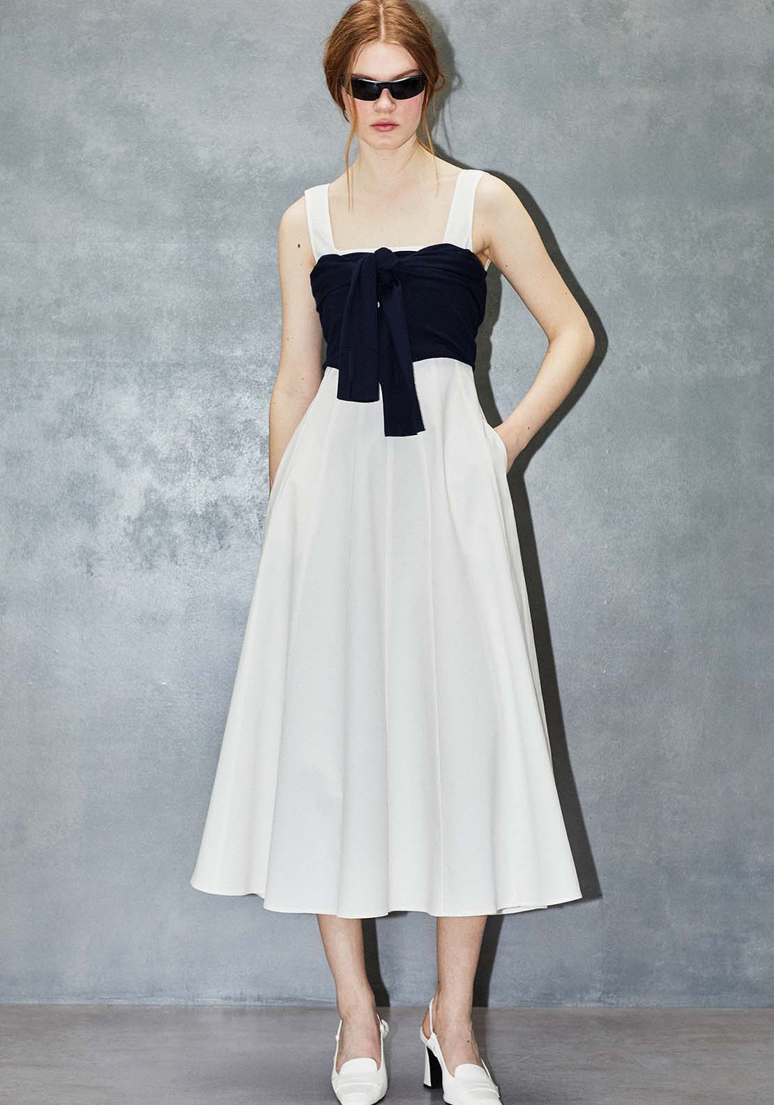Sfera Square Neck Dress - White 4 Shaws Department Stores