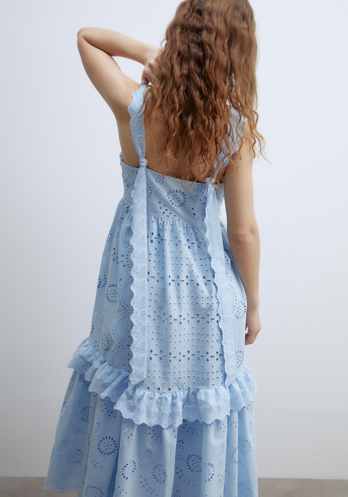 Sfera Sleeveless Schiffli Dress - Light Blue 4 Shaws Department Stores