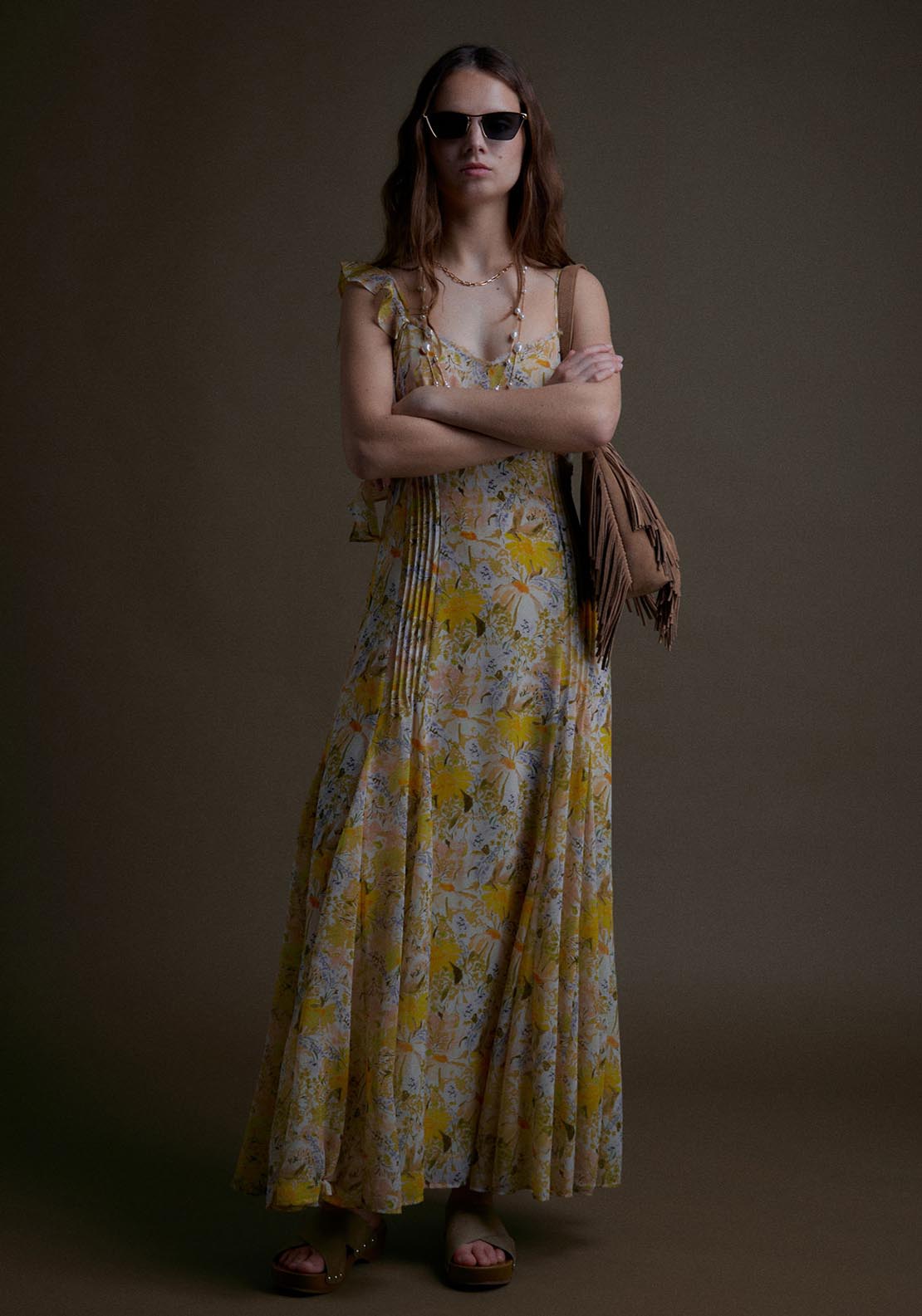 Sfera Long Printed Dress With Straps - Print Amari 1 Shaws Department Stores