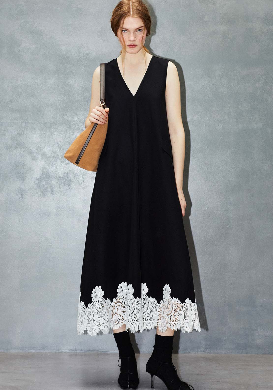 Guipure Hem Dress - Black