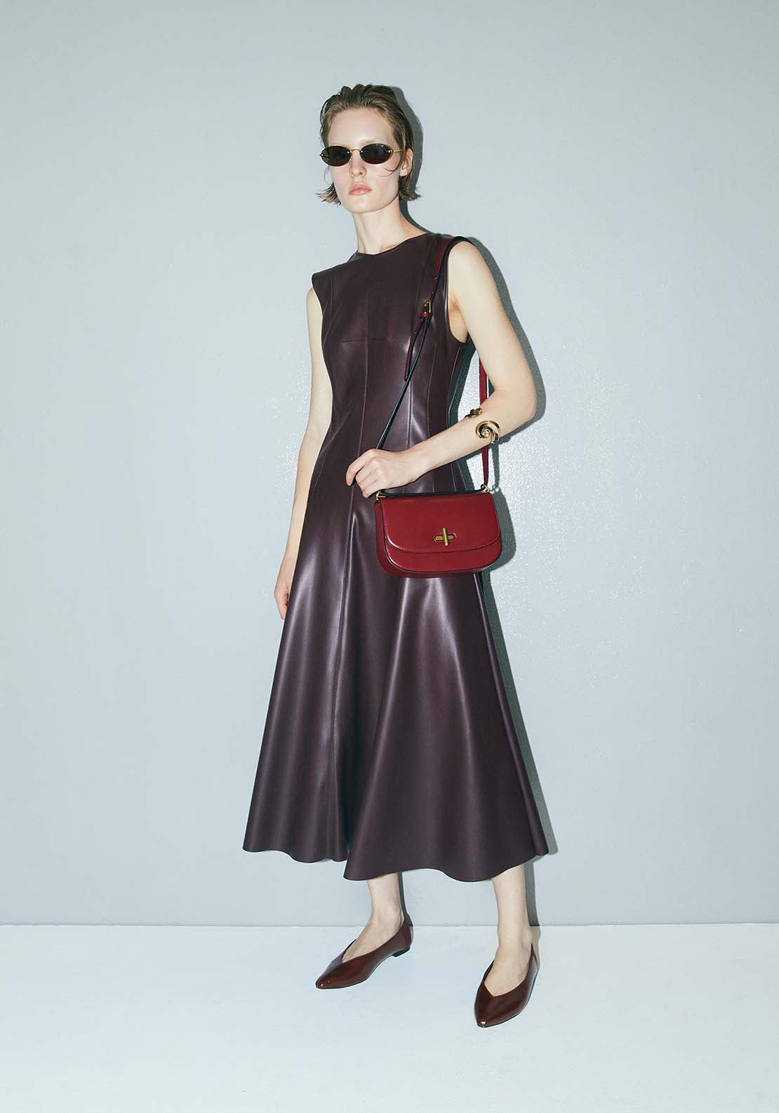 Faux Leather Dress - Red