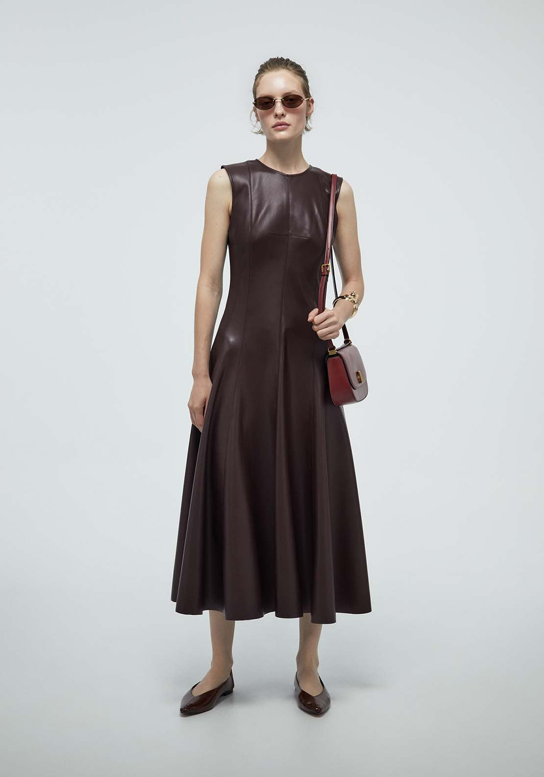 Faux Leather Dress - Red Shaws Faux Leather Dress - Red Shaws