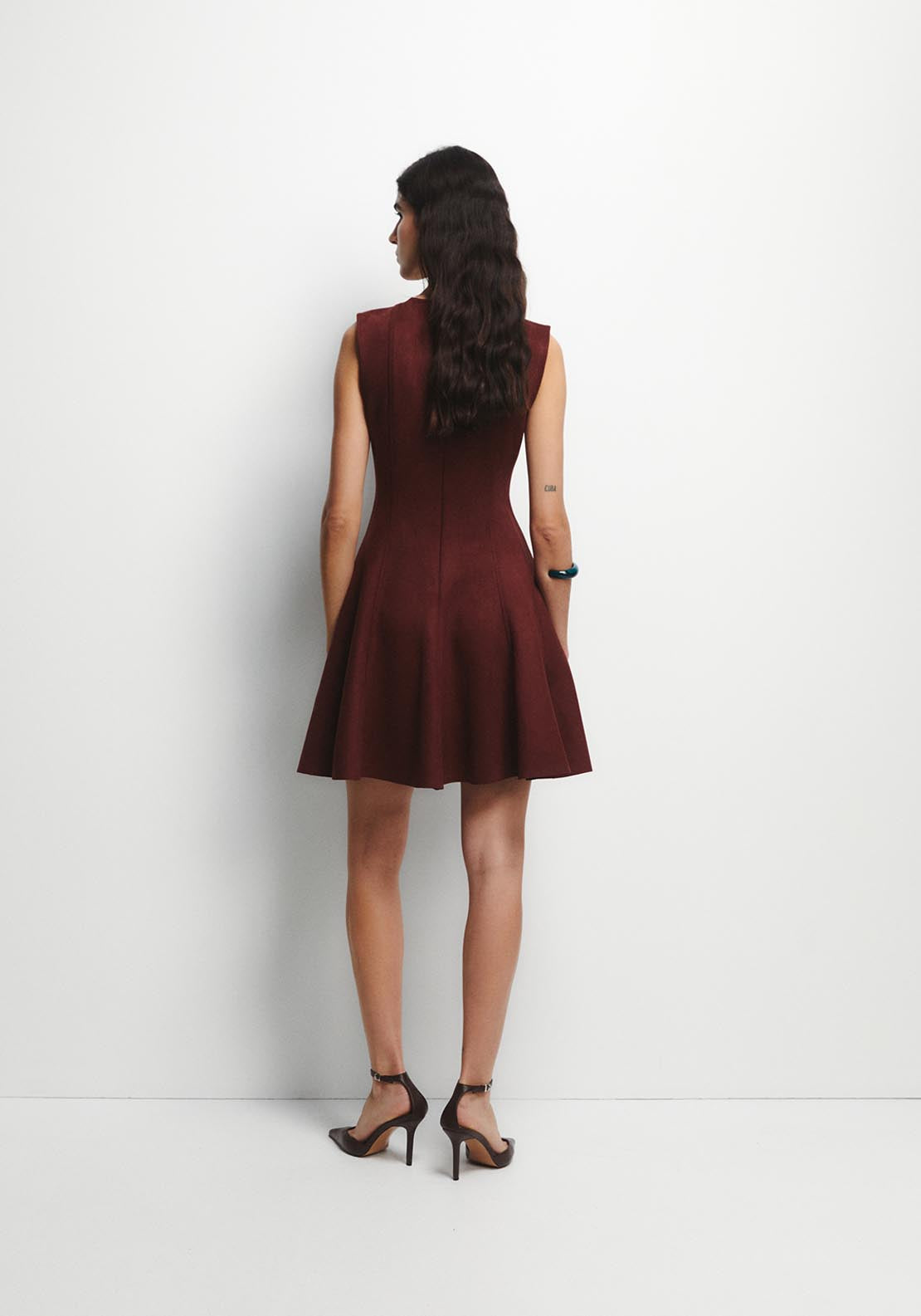 Faux Leather Mini Dress - Red