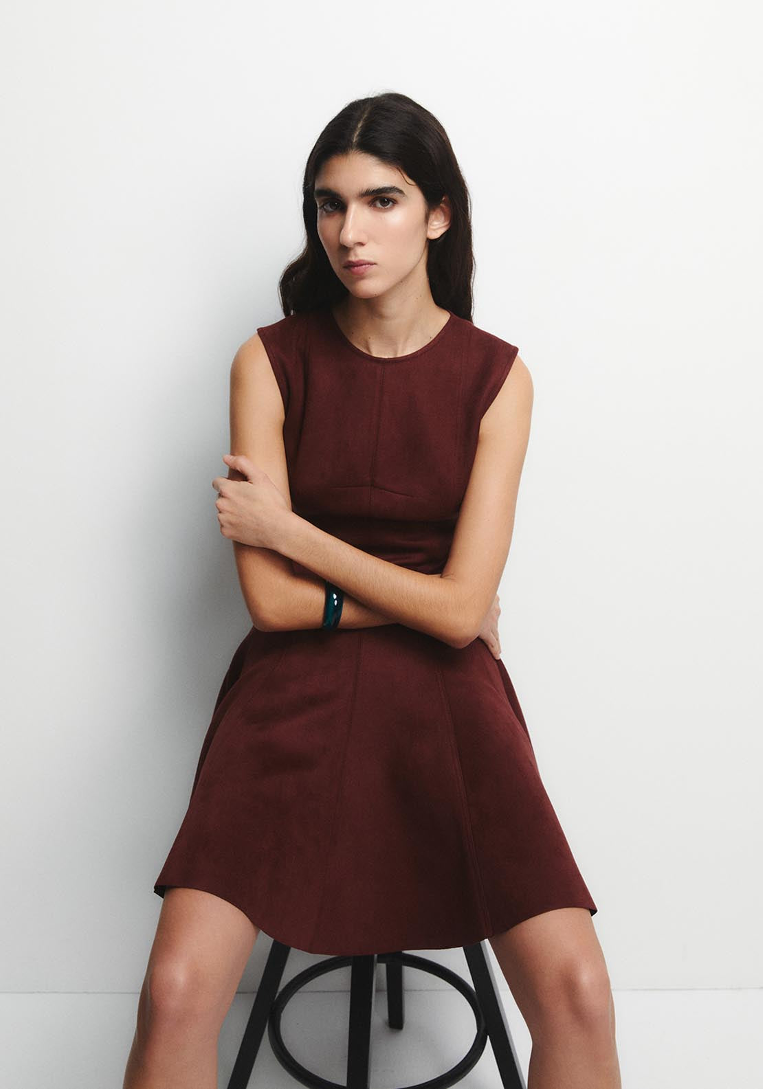 Faux Leather Mini Dress - Red