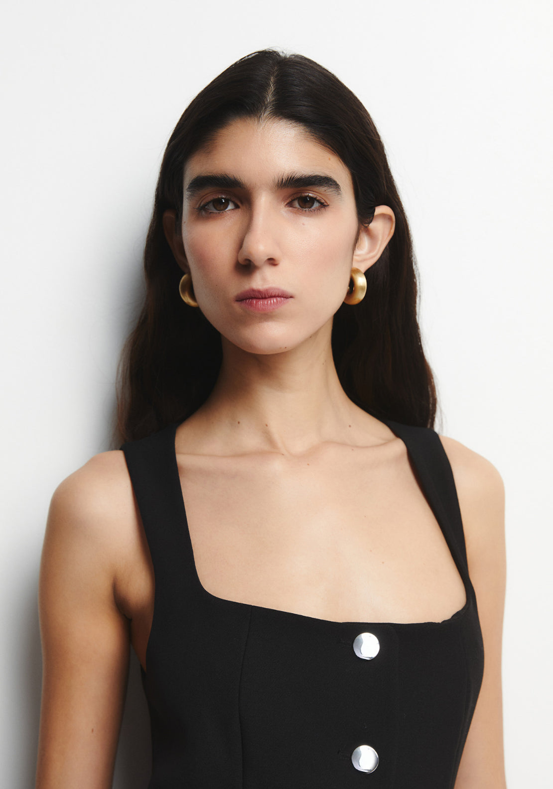 Buttons Midi Dress - Black