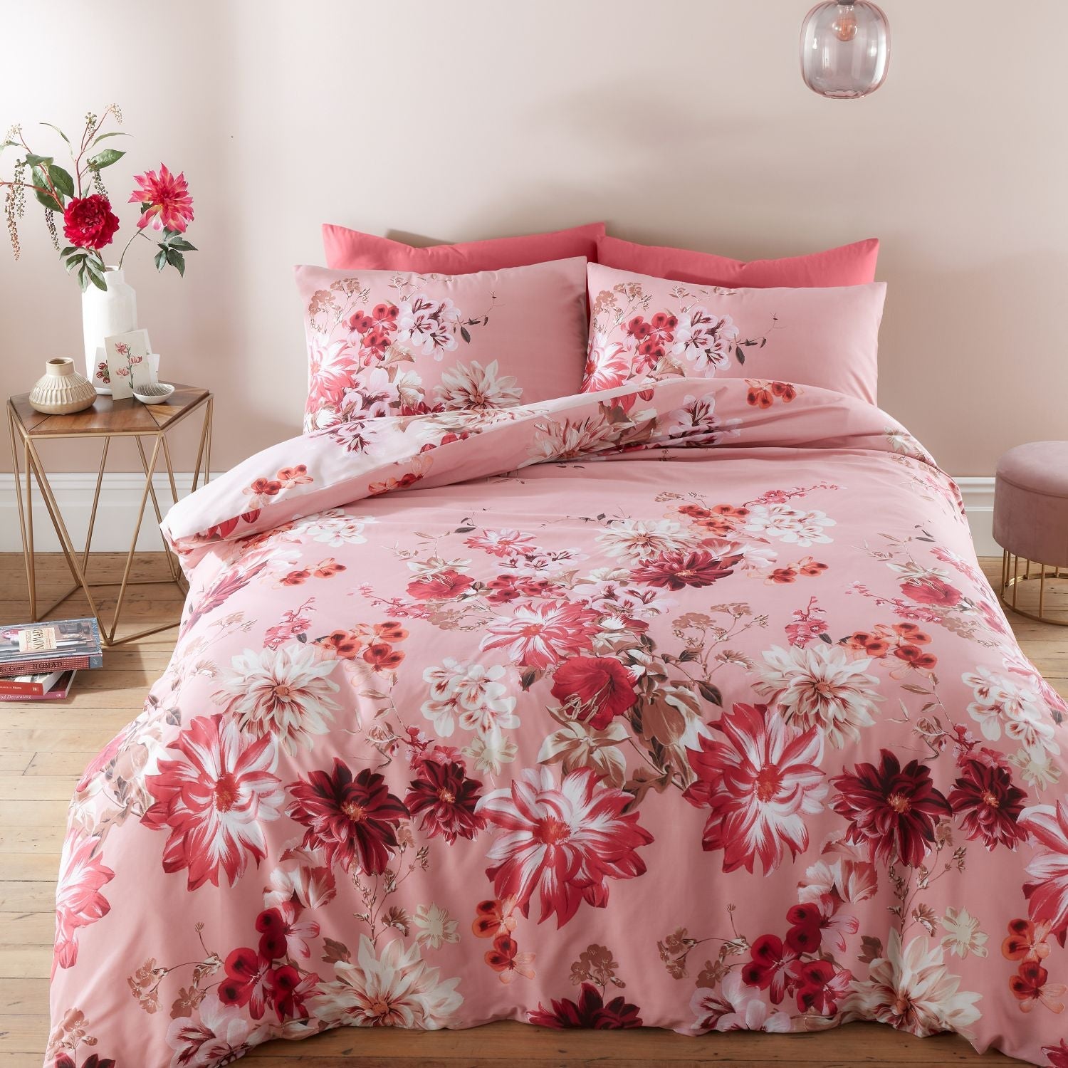 Bianca Briony Floral Garden Cotton Duvet Cover Set - Pink 5 Shaws Department Stores