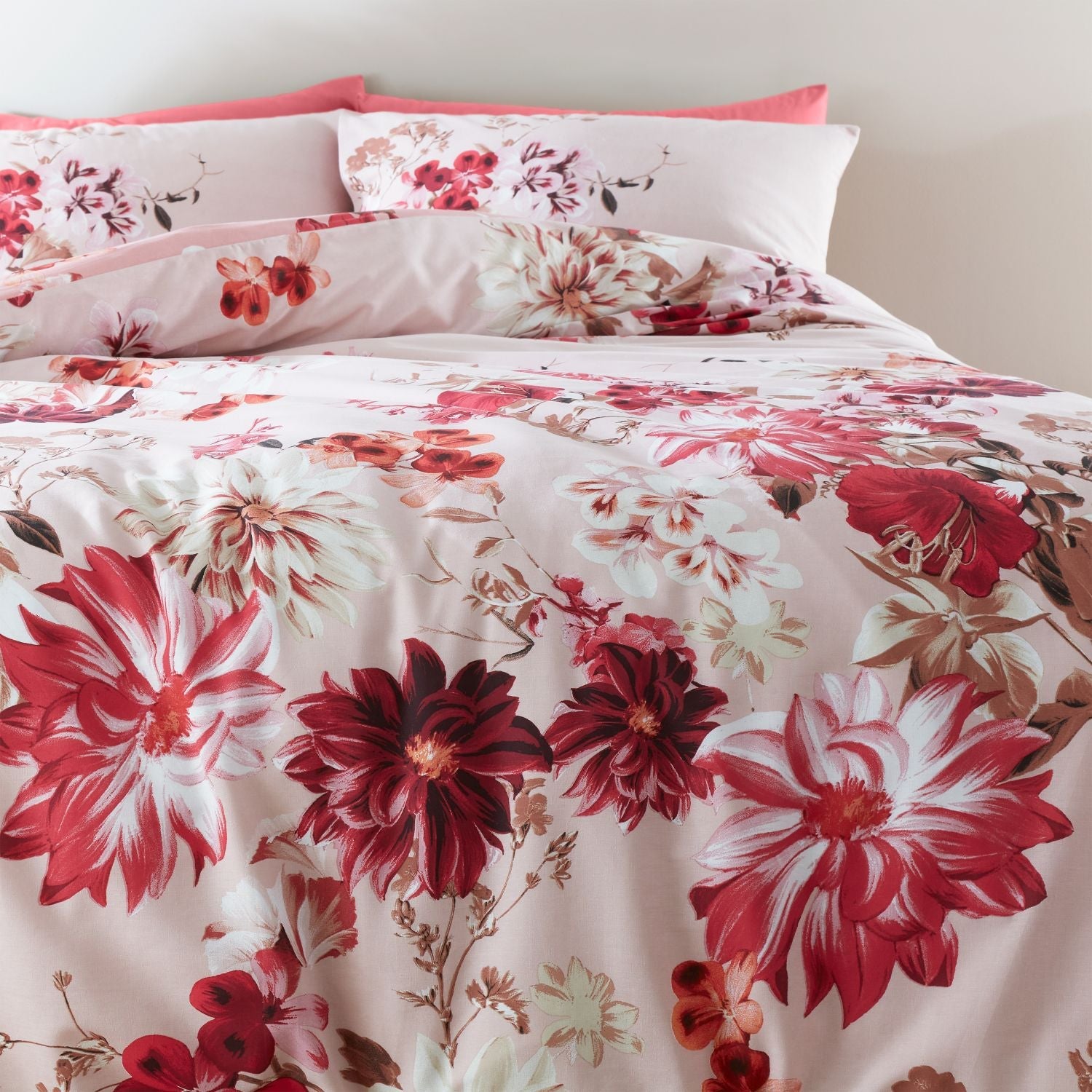 Bianca Briony Floral Garden Cotton Duvet Cover Set - Pink 4 Shaws Department Stores
