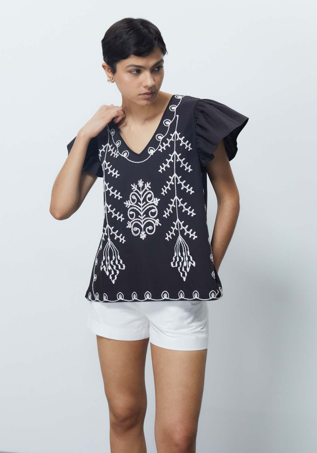 Sfera Short Sleeve Embroidered Top 1 Shaws Department Stores