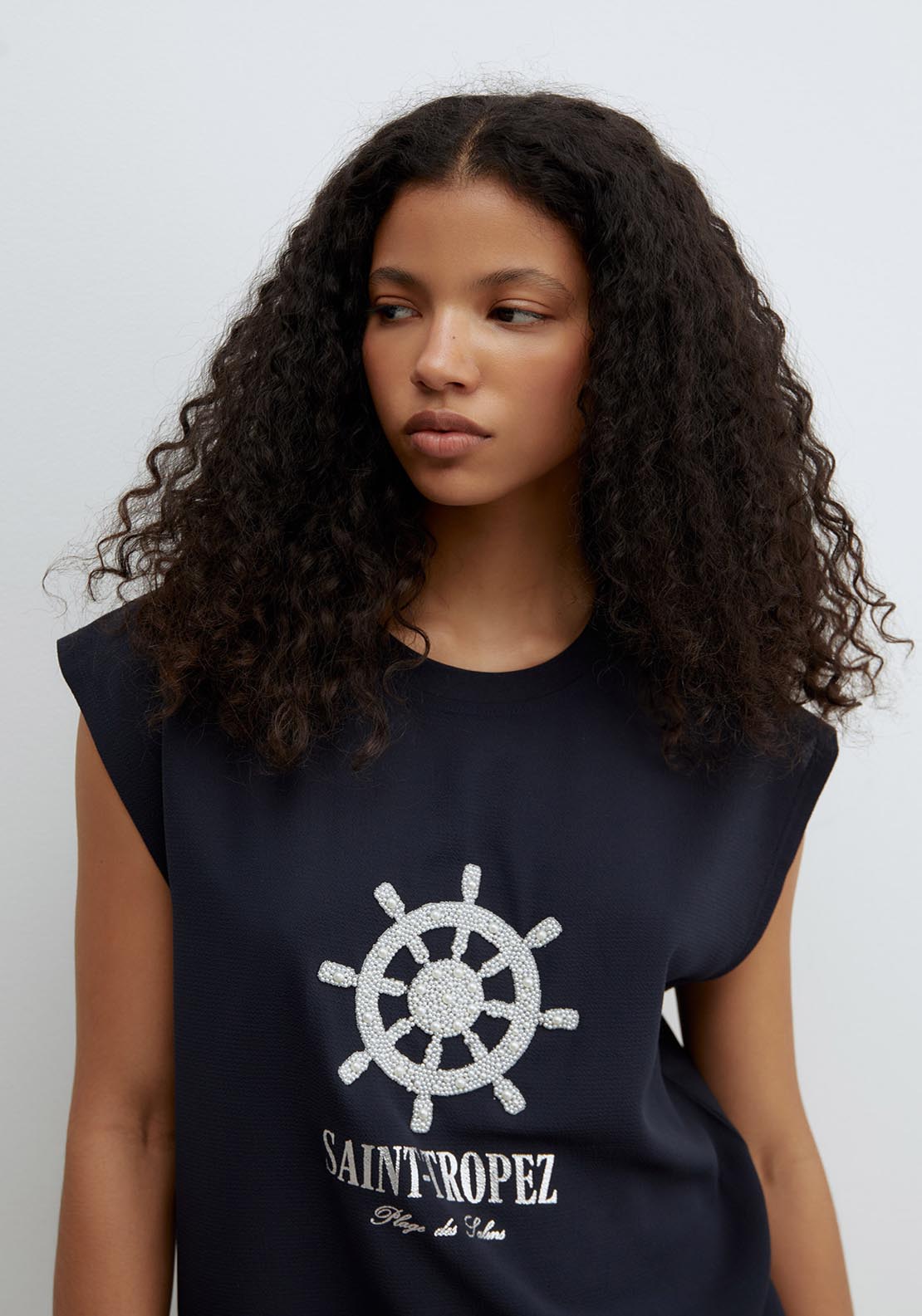 Sfera Pearls T-Shirt - Navy 4 Shaws Department Stores