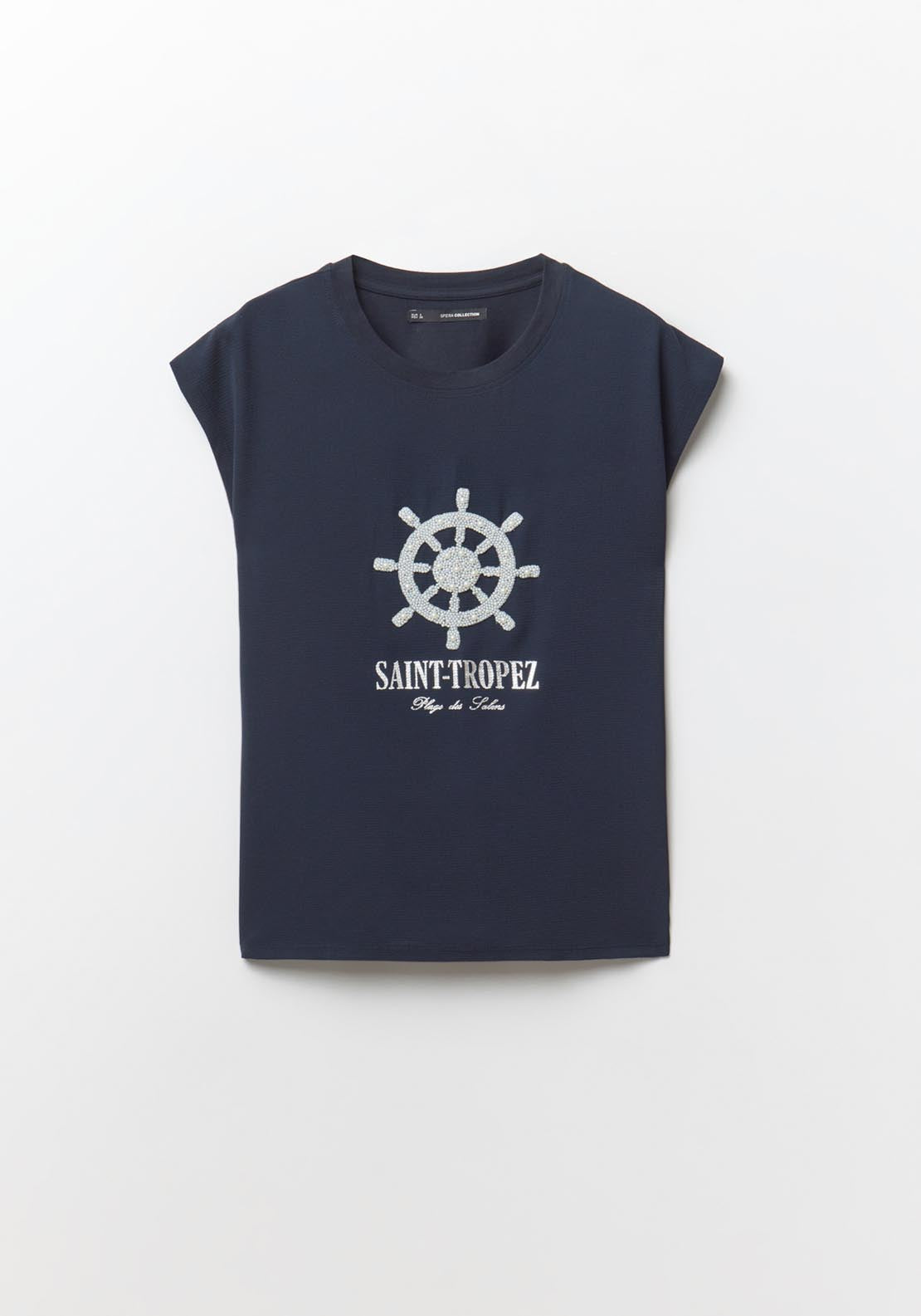 Sfera Pearls T-Shirt - Navy 6 Shaws Department Stores