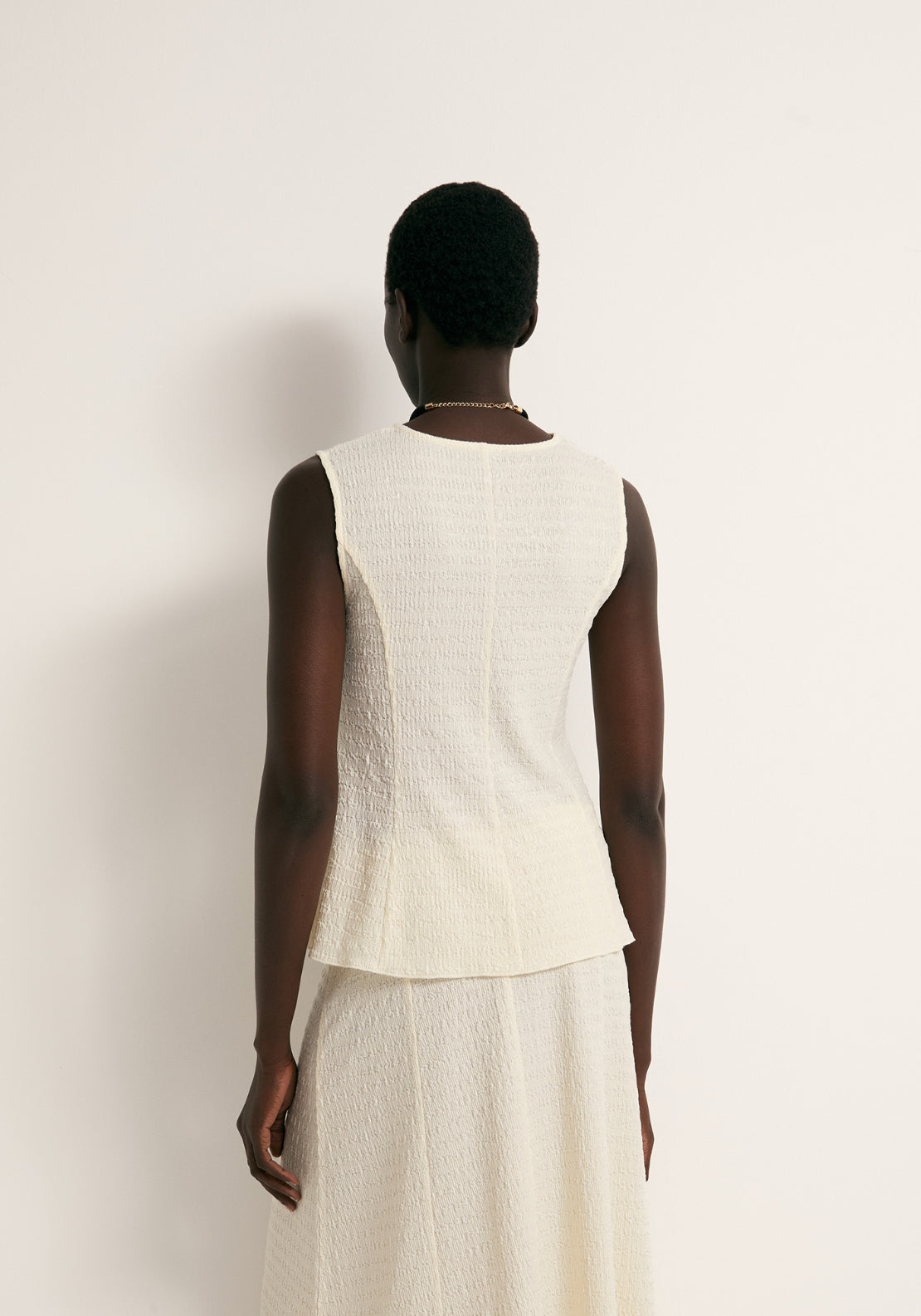 Textured Peplum Top - Cream