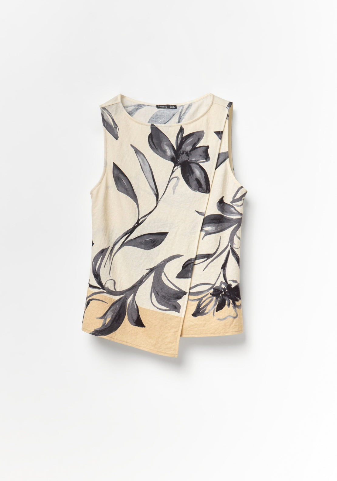 Floral Print Wrap Top - Black