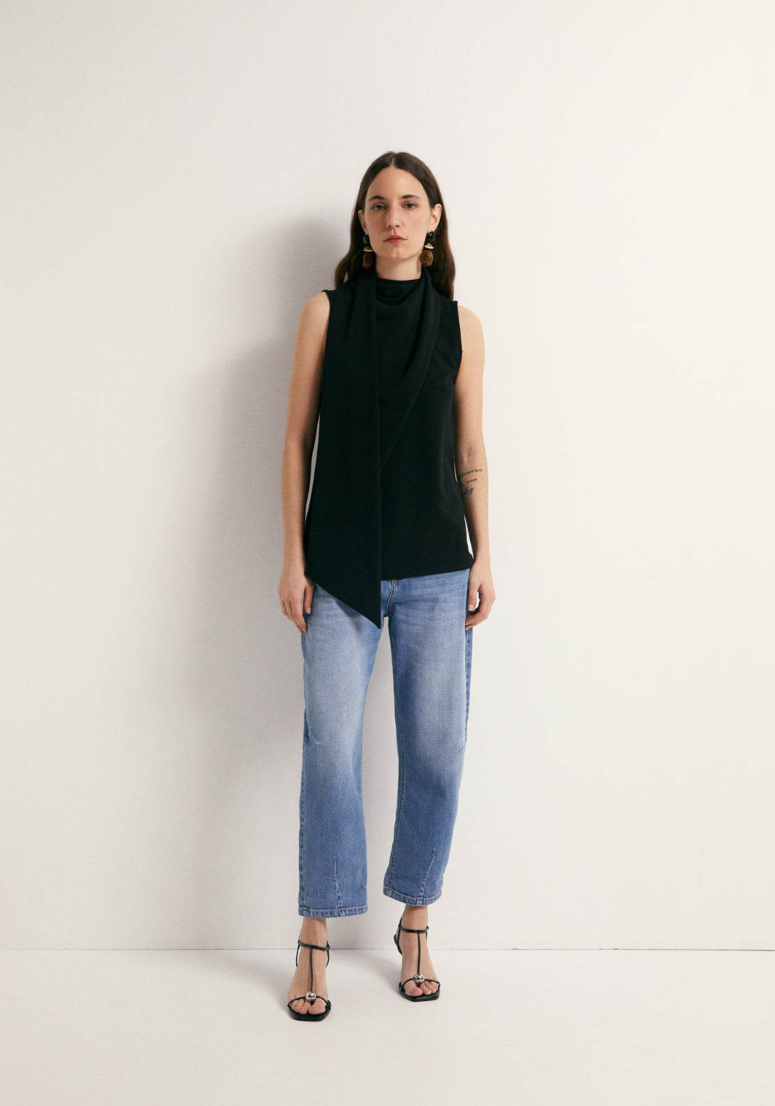 Matching Scarf Top - Black