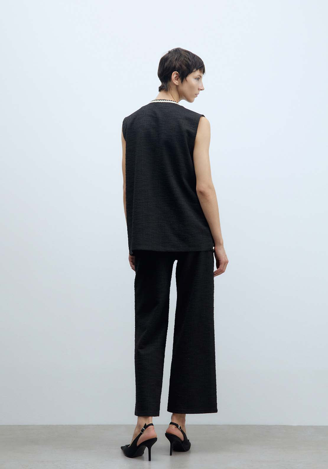 Sfera Textured Waistcoat - Black 4 Shaws Department Stores