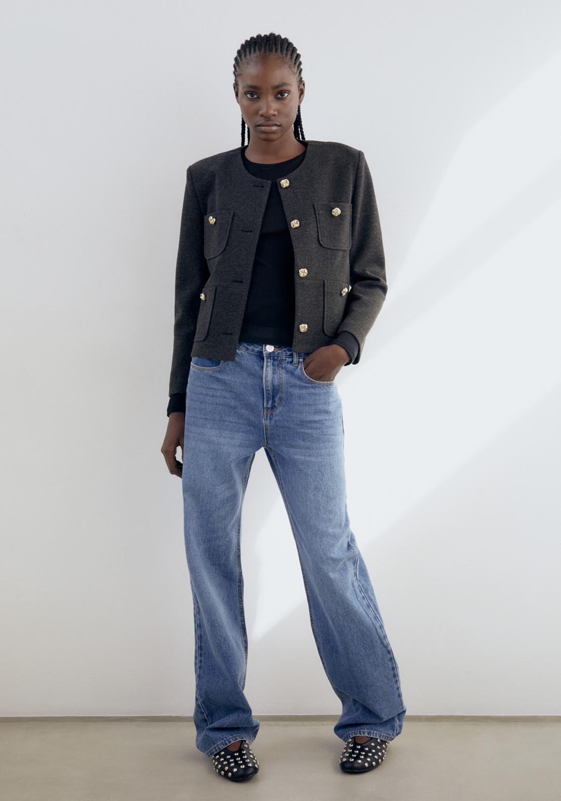 Sfera Buttons soft-touch jacket - Grey Acid 2 Shaws Department Stores