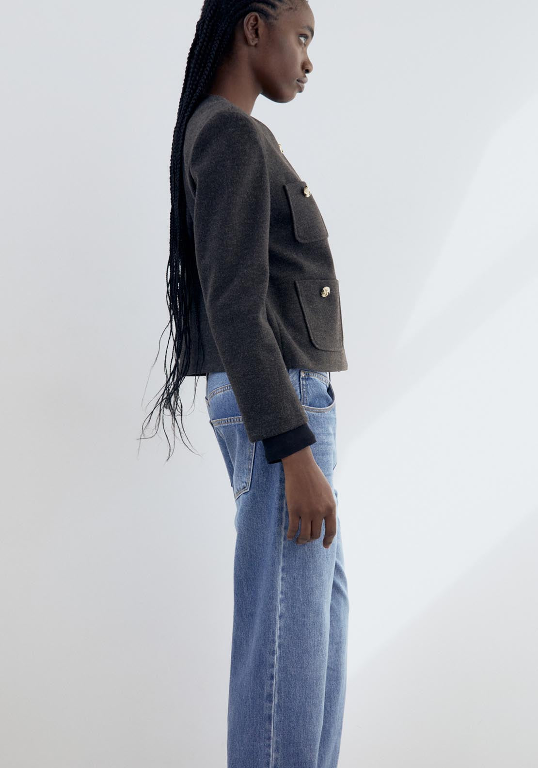 Sfera Buttons soft-touch jacket - Grey Acid 3 Shaws Department Stores