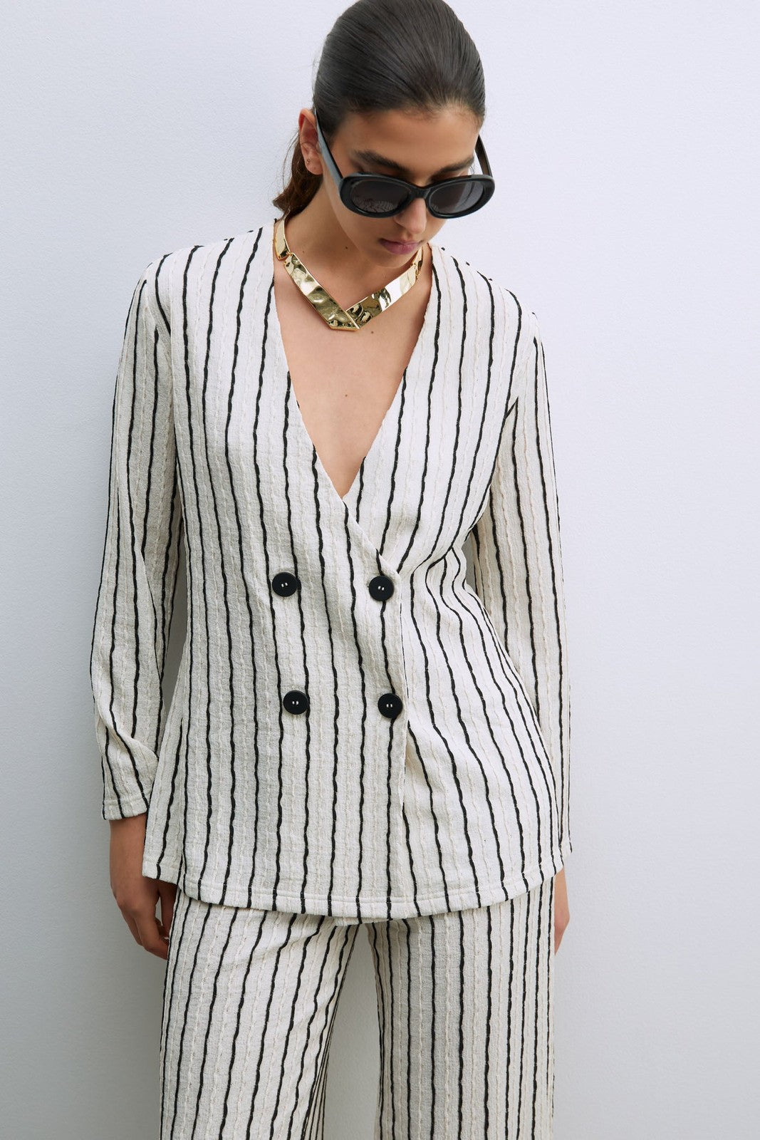 Sfera Structured blazer - Print Blanc 4 Shaws Department Stores