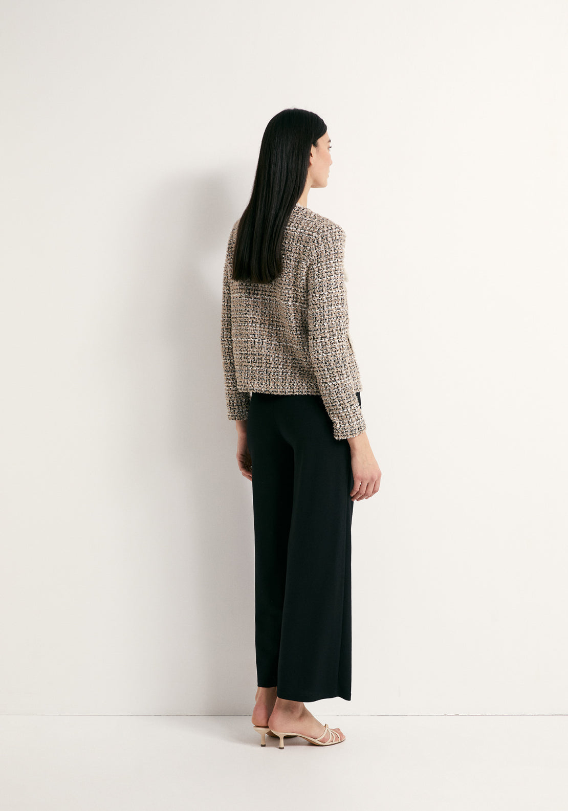 Textured Buttoned Jacket - Brown