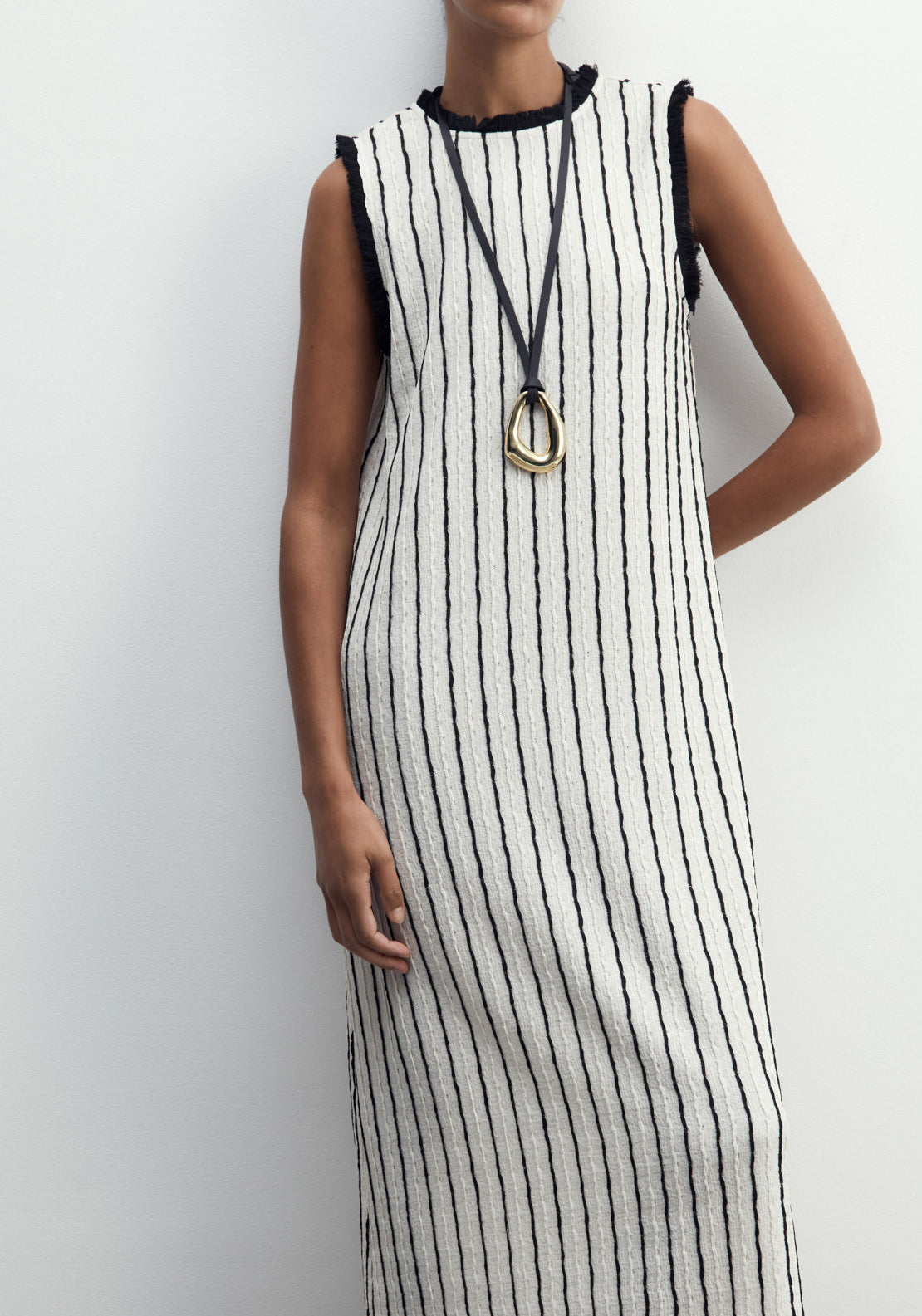 Sfera Fringed Midi Dress - Print Blanc 2 Shaws Department Stores