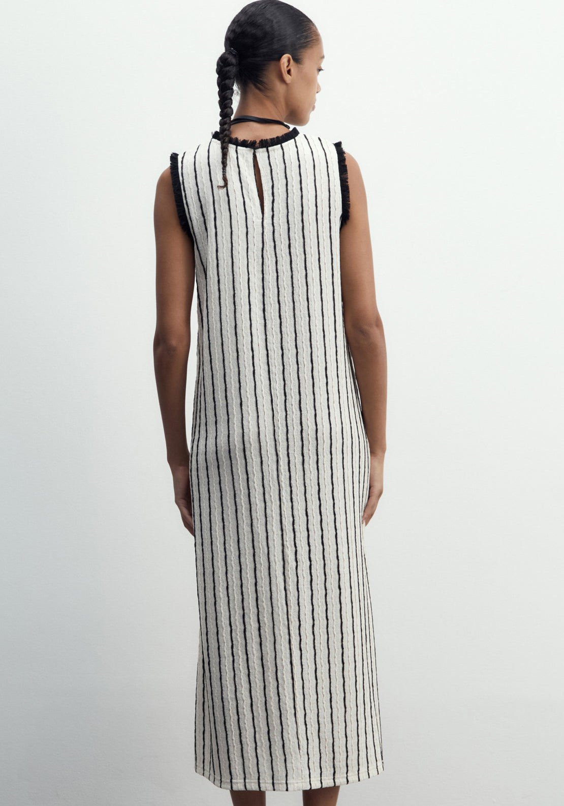 Sfera Fringed Midi Dress - Print Blanc 5 Shaws Department Stores
