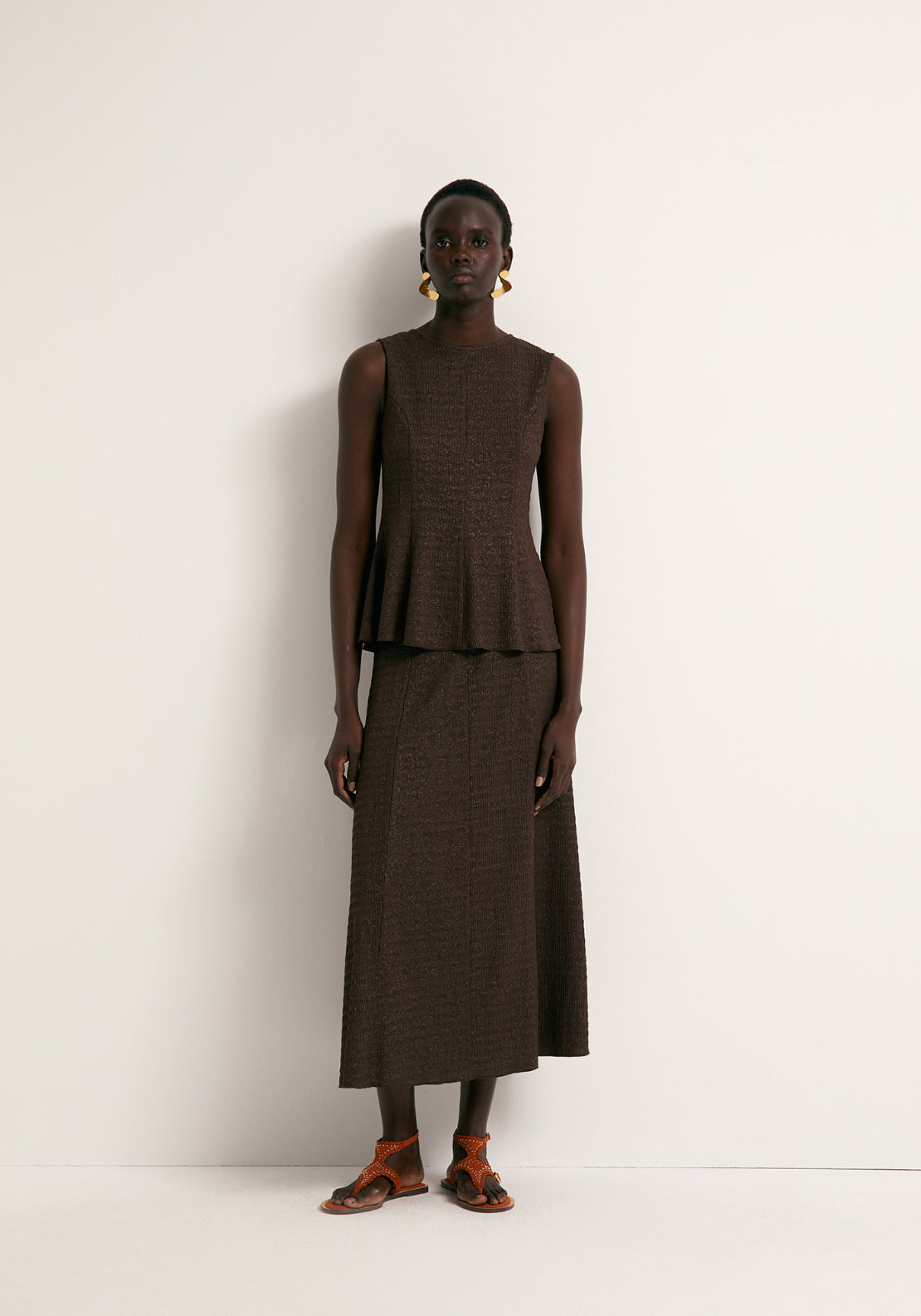 Structured Skirt - Brown