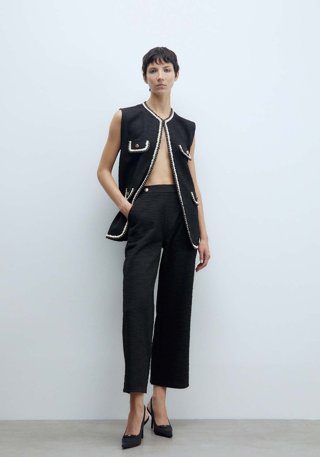 Sfera Textured Trousers - Black 4 Shaws Department Stores
