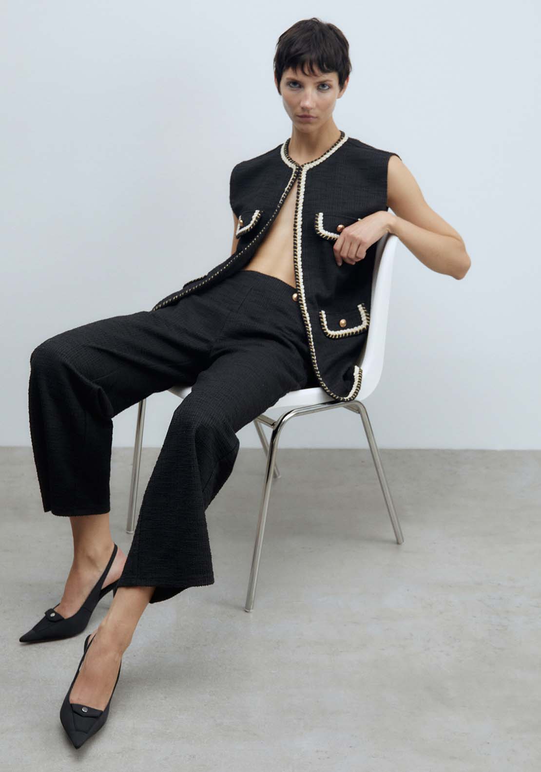 Sfera Textured Trousers - Black 3 Shaws Department Stores
