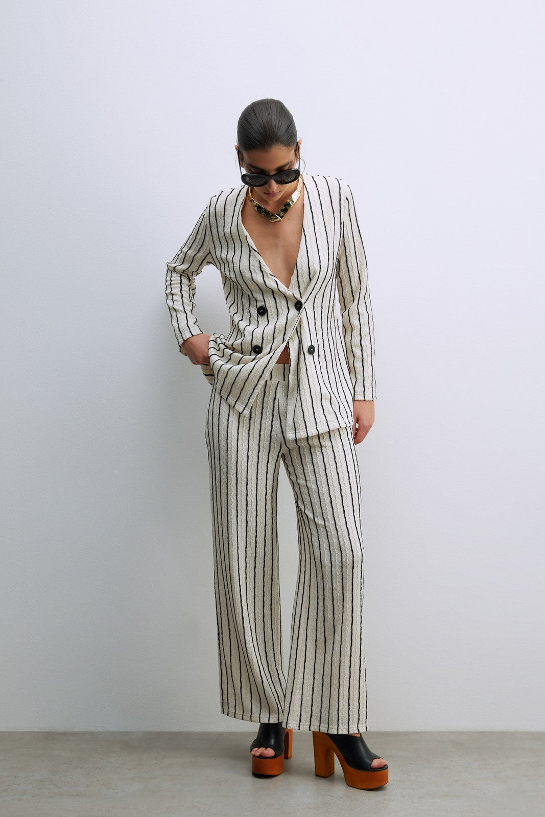 Sfera Structured trousers - Print Blanc 1 Shaws Department Stores