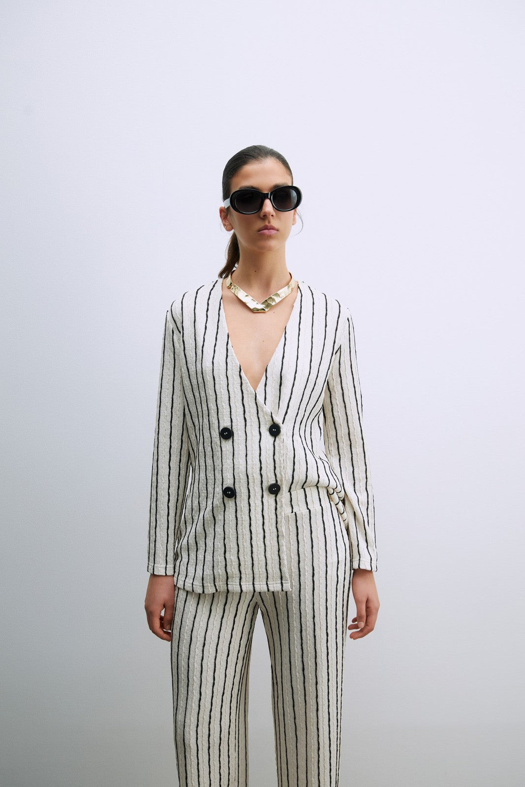 Sfera Structured trousers - Print Blanc 2 Shaws Department Stores