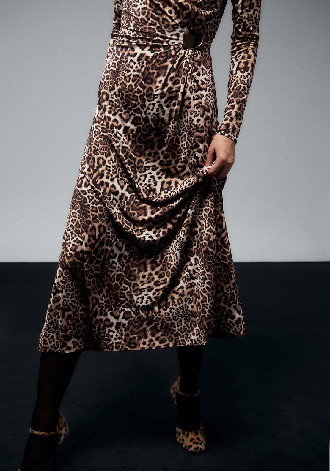 Sfera Metallic Appliqué Dress - Brown 4 Shaws Department Stores