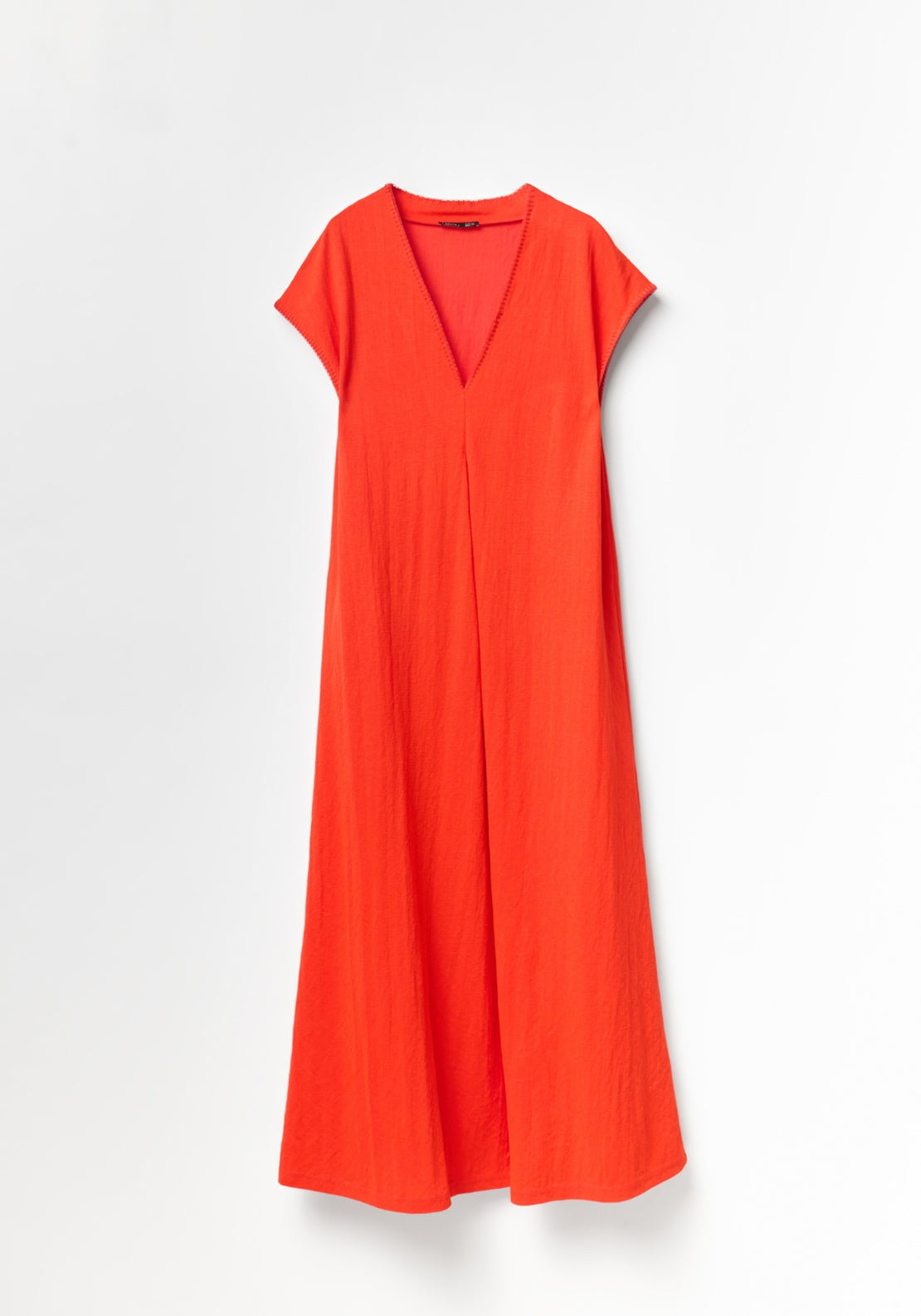 Mid Pleat Loose Dress - Red