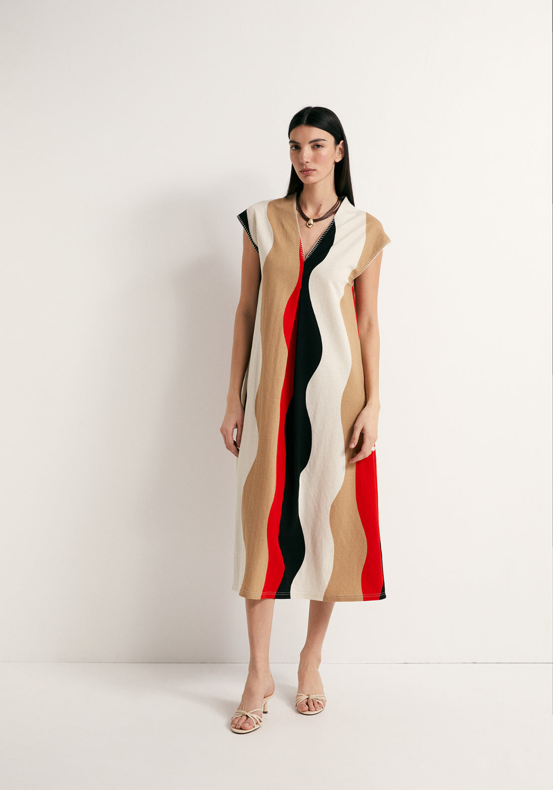 Mid Pleat Loose Dress - Multicolour