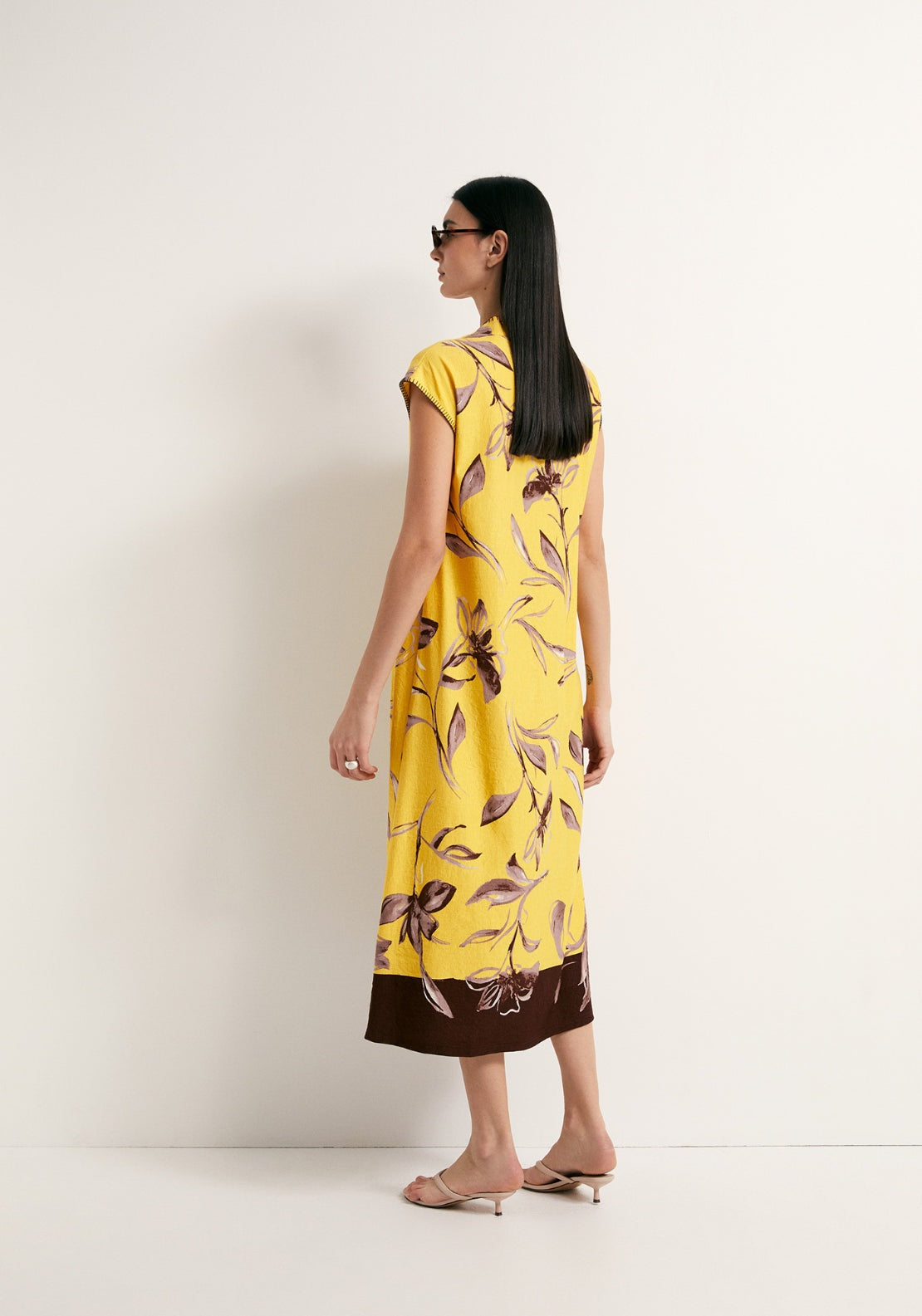 Mid Pleat Loose Dress - Yellow