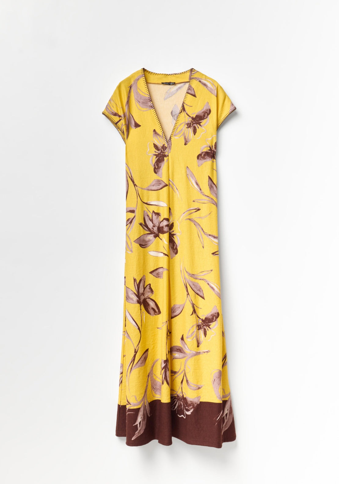 Mid Pleat Loose Dress - Yellow