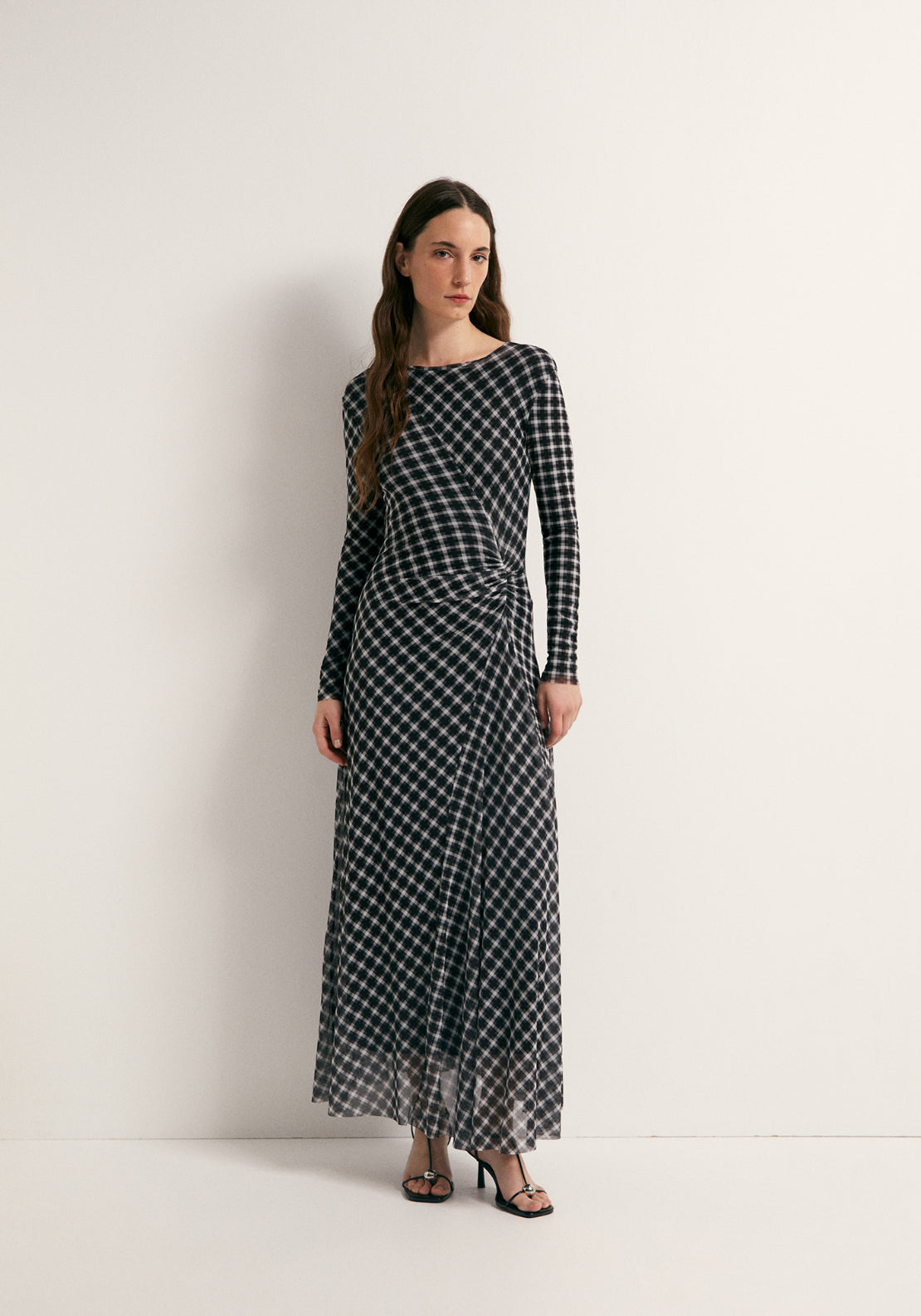 Check Tulle Dress - Black