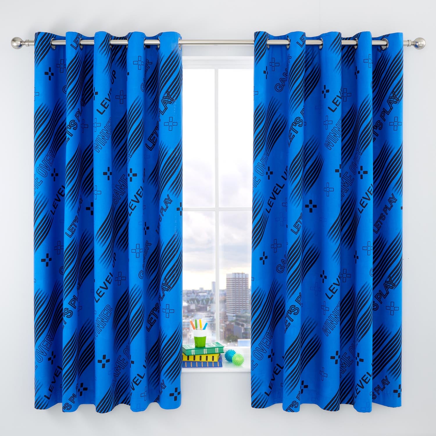 The Home Collection Kids Gamer Reversible Eyelet Curtains 66X72Inches 3 Shaws Department Stores