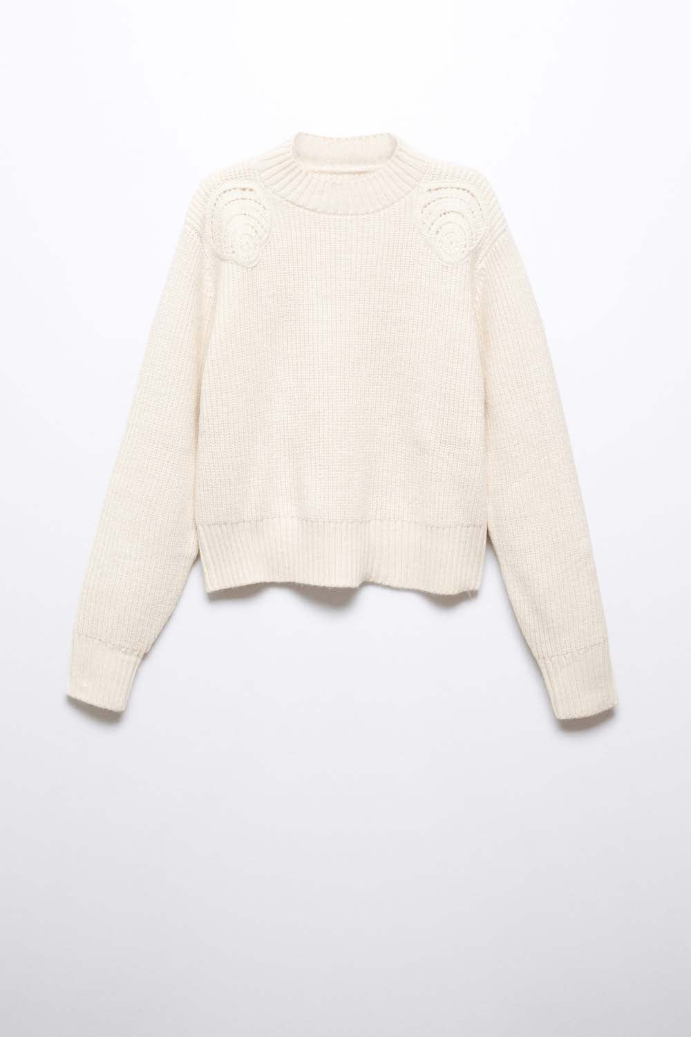 Mango Perkins neck sweater with shoulder detail 3 Shaws Department Stores