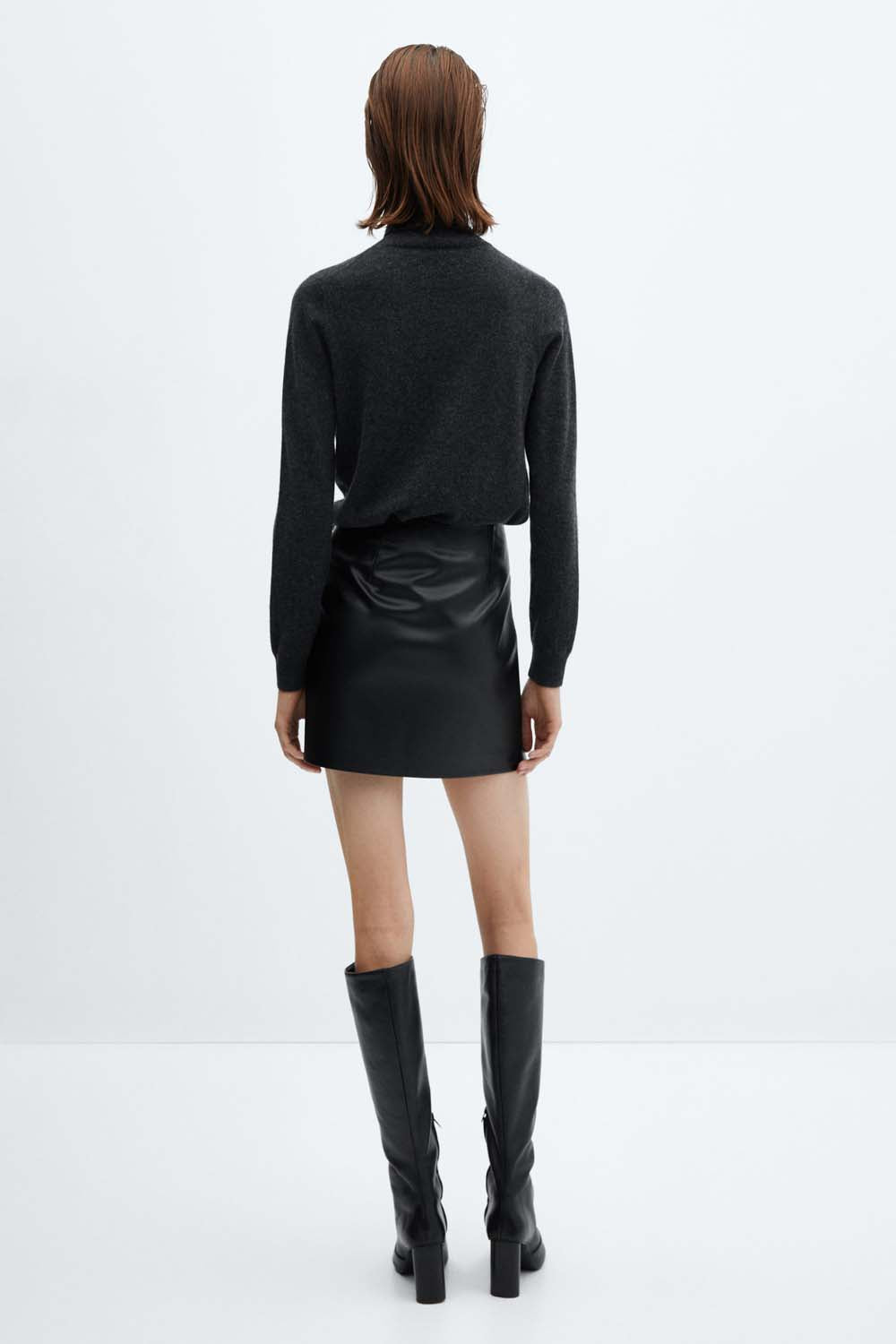 Mango Short leather effect buckled skirt 7 Shaws Department Stores