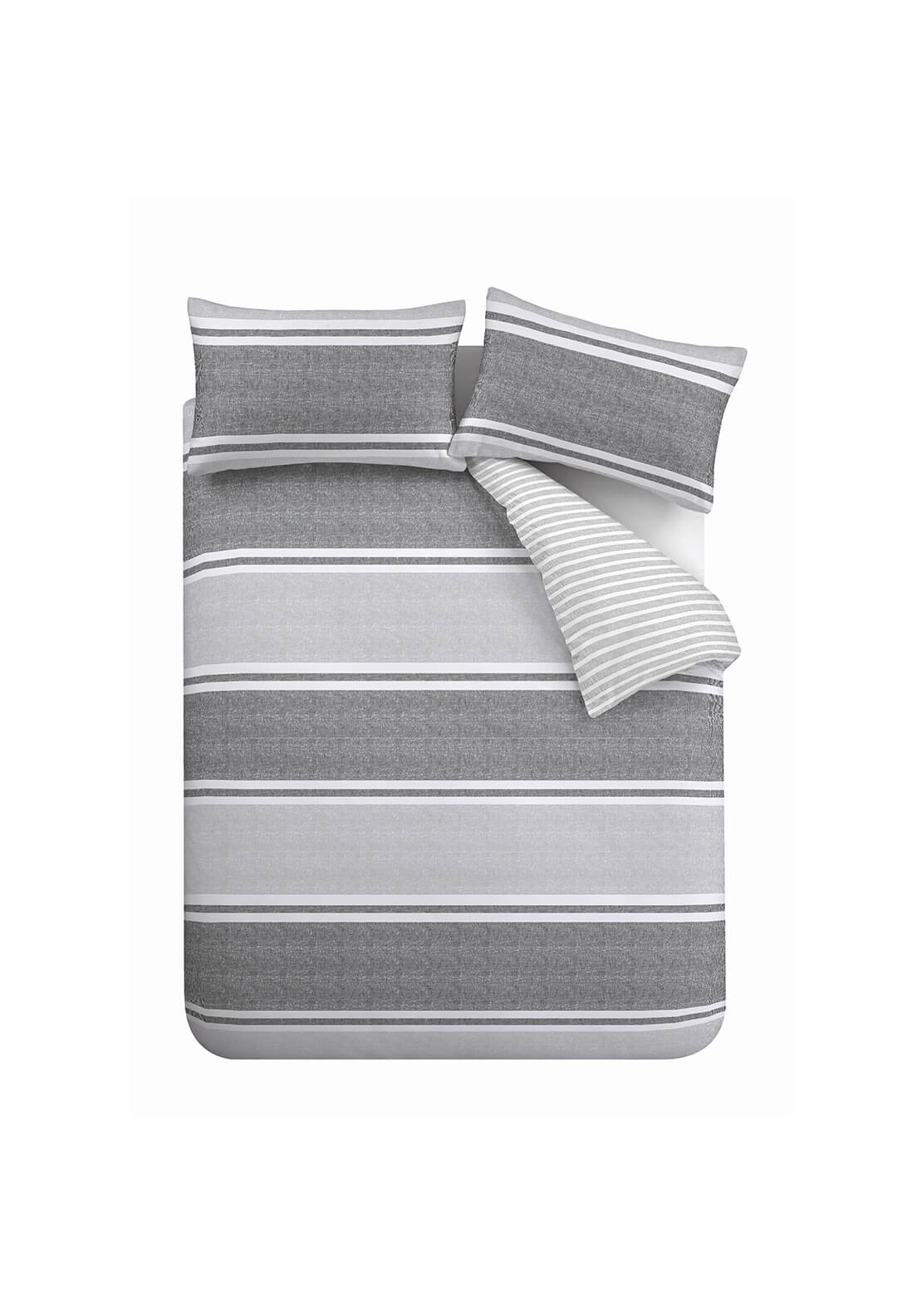 The Home Collection Classic Textured Banded Stripe Reversible Duvet Cover Set - Grey 5 Shaws Department Stores