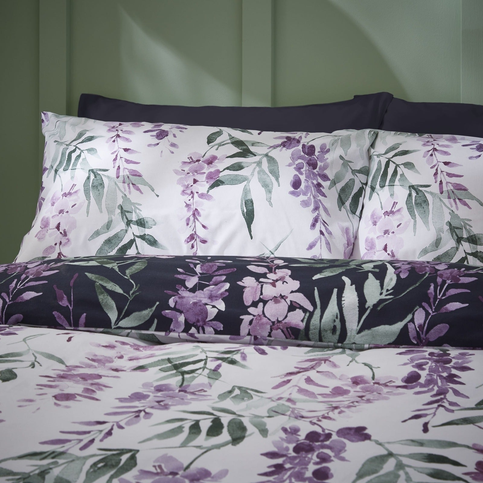 The Home Collection Painterly Wisteria Floral White/Navy 4 Shaws Department Stores