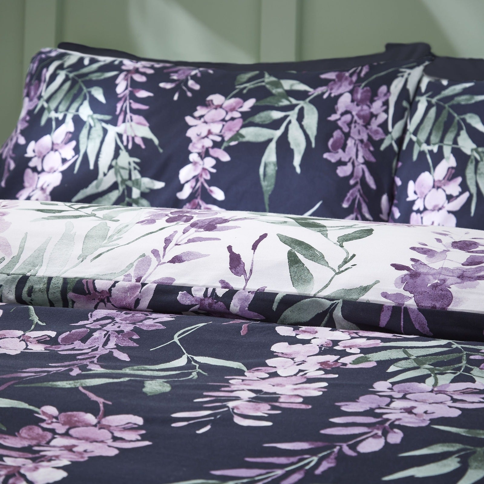 The Home Collection Painterly Wisteria Floral White/Navy 2 Shaws Department Stores