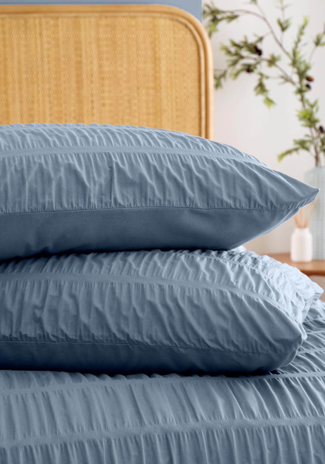 The Home Collection Textured Seersucker Duvet Cover Set - Blue 3 Shaws Department Stores
