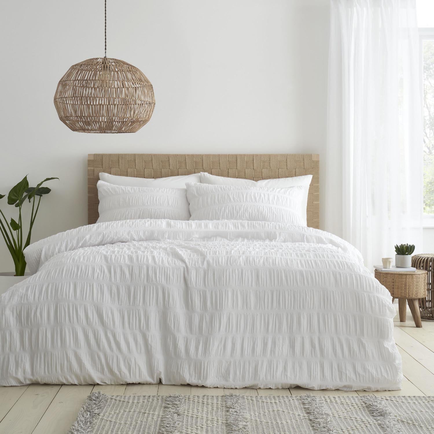 The Home Luxury Collection Textured Seersucker Duvet Cover Set - White 1 Shaws Department Stores