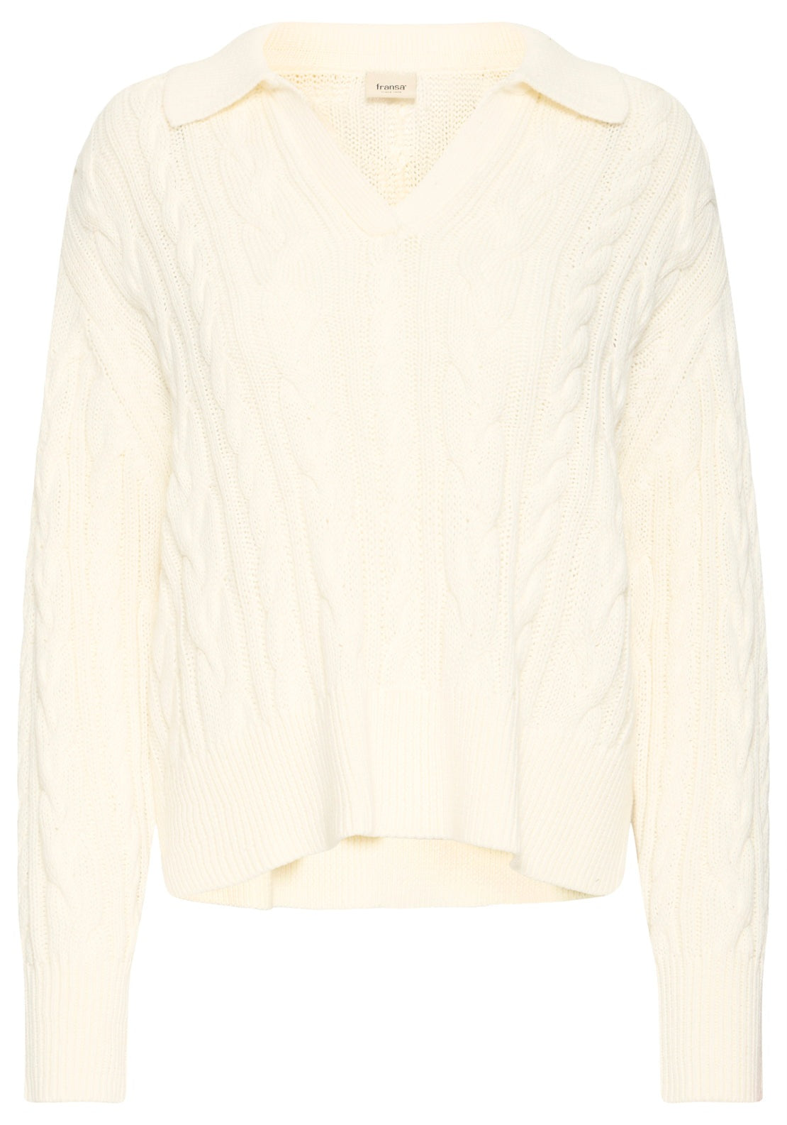Fransa Long Sleeve Knit Pullover - White 2 Shaws Department Stores