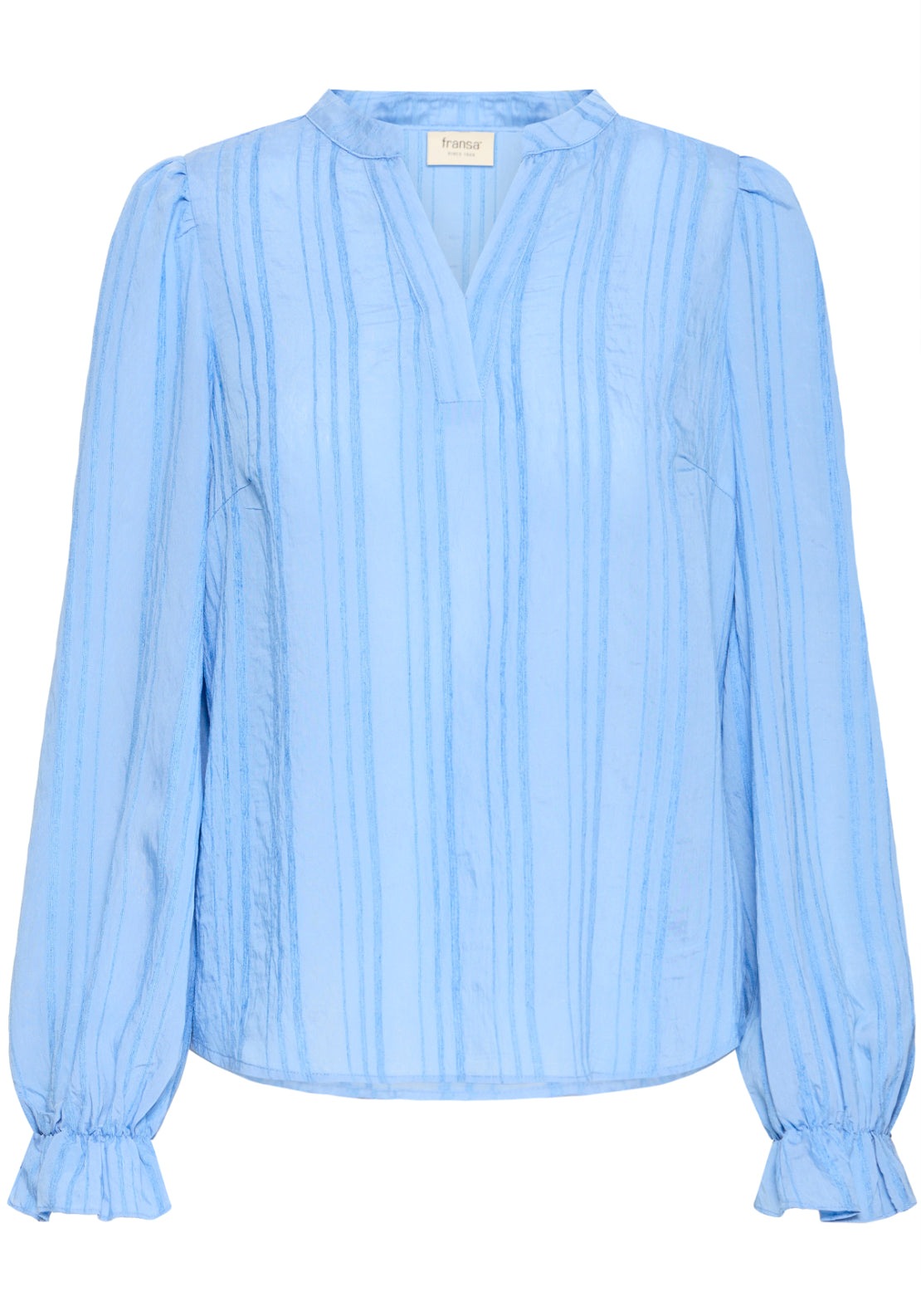 Fransa Crinkle Finish Blouse - Blue 2 Shaws Department Stores