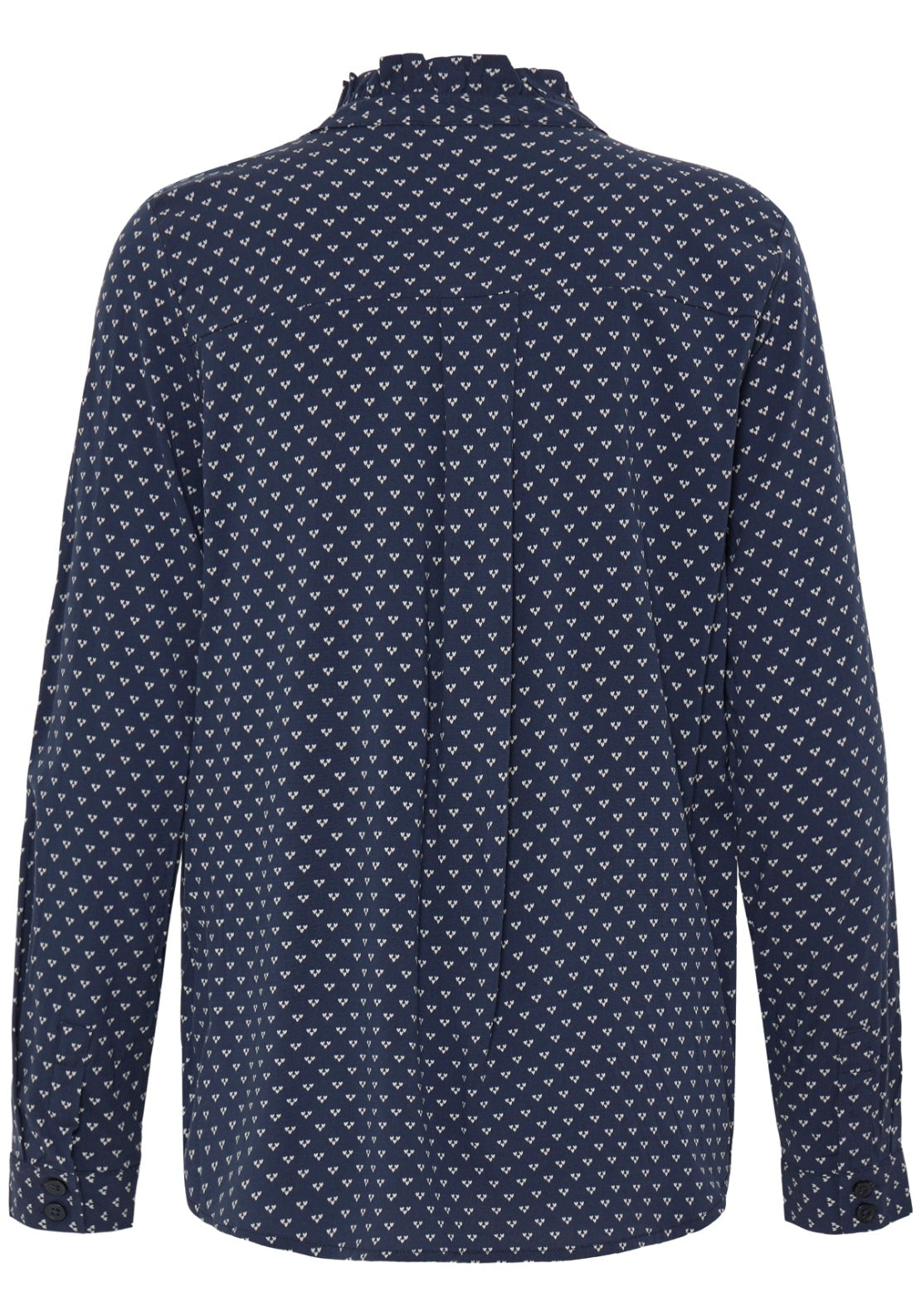 Fransa Long Sleeve Patterened Blouse - Graphic Heart Navy 3 Shaws Department Stores
