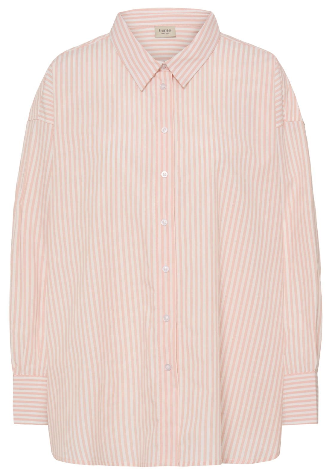 Fransa Classic Striped Shirt - Rose Smoke White Stripe 2 Shaws Department Stores